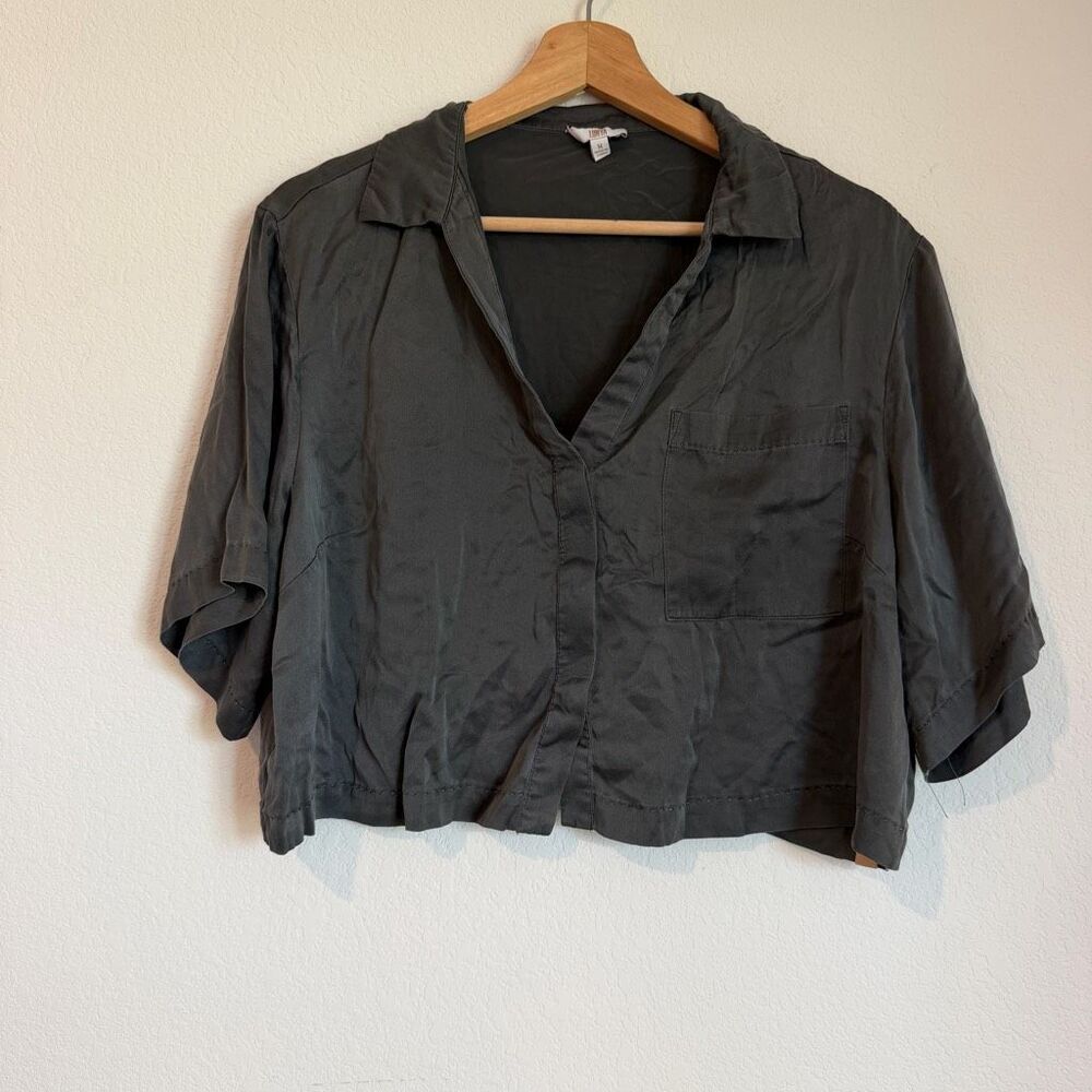 Lunya Washable Silk Relaxed Fit Button Up Pajama Shirt Women's Size Medium